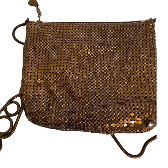 Womens Vintage Gold Mesh Evening Crossbody Purse – Made in Hong Kong Cocktail - Picture 1 of 9